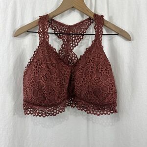 Maurice’s Rust Orange Eyelet Lace Racerback Bralette Womens Size 1X Boho
